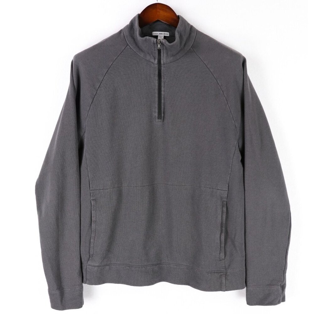James Perse 1/4 Quarter Zip Sweater Pullover Mens Size 1 Small Gray Cotton USA